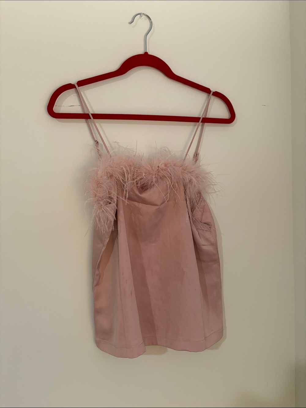 Lulu's Blush Feather-Trim Camisole